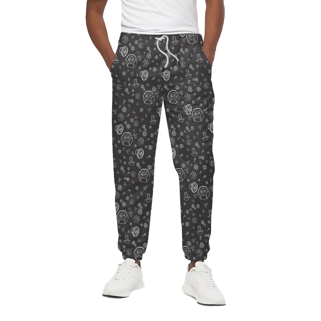 Mechanic Nuts and Bolts Pattern Print Cotton Pants