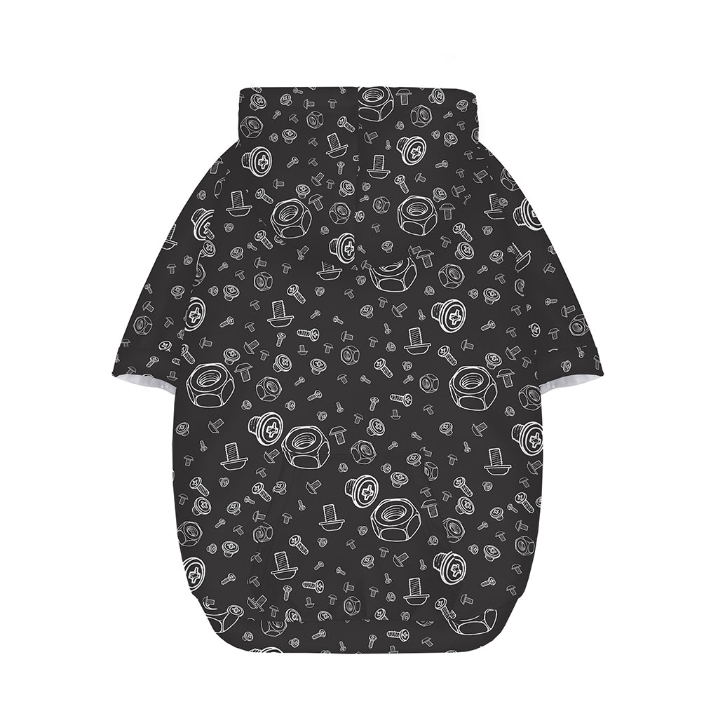 Mechanic Nuts and Bolts Pattern Print Dog Zip Up Hoodie