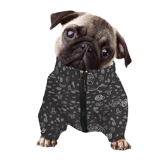 Mechanic Nuts and Bolts Pattern Print Dog Zip Up Jacket