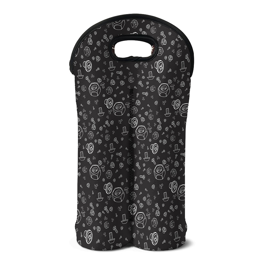Mechanic Nuts and Bolts Pattern Print Double Neoprene Wine Tote