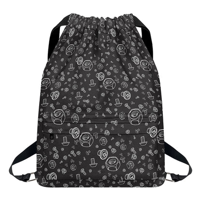 Mechanic Nuts and Bolts Pattern Print Drawstring Backpack