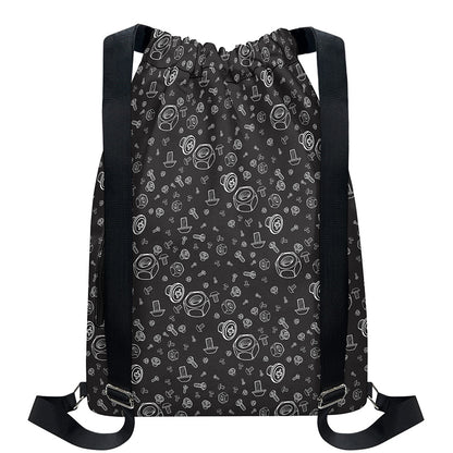 Mechanic Nuts and Bolts Pattern Print Drawstring Backpack