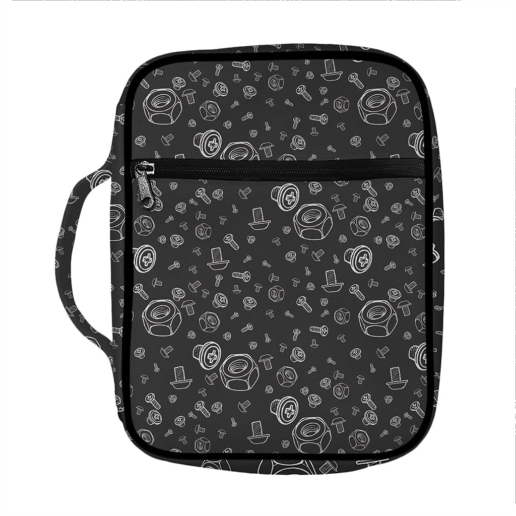Mechanic Nuts and Bolts Pattern Print Front Pocket Bible Bag