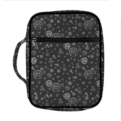Mechanic Nuts and Bolts Pattern Print Front Pocket Bible Bag