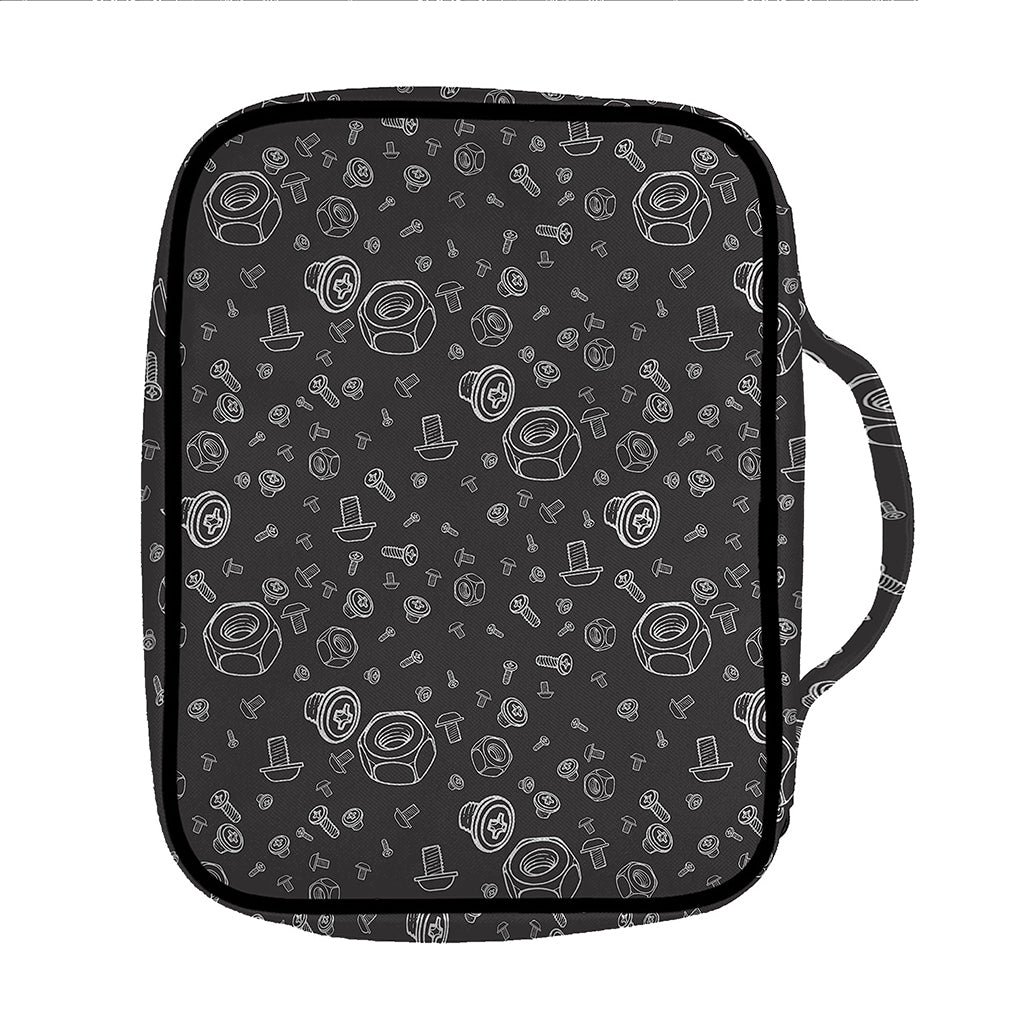 Mechanic Nuts and Bolts Pattern Print Front Pocket Bible Bag