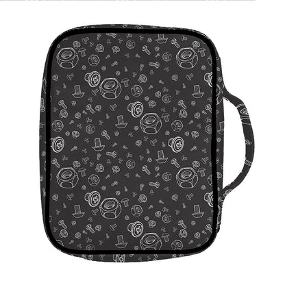 Mechanic Nuts and Bolts Pattern Print Front Pocket Bible Bag