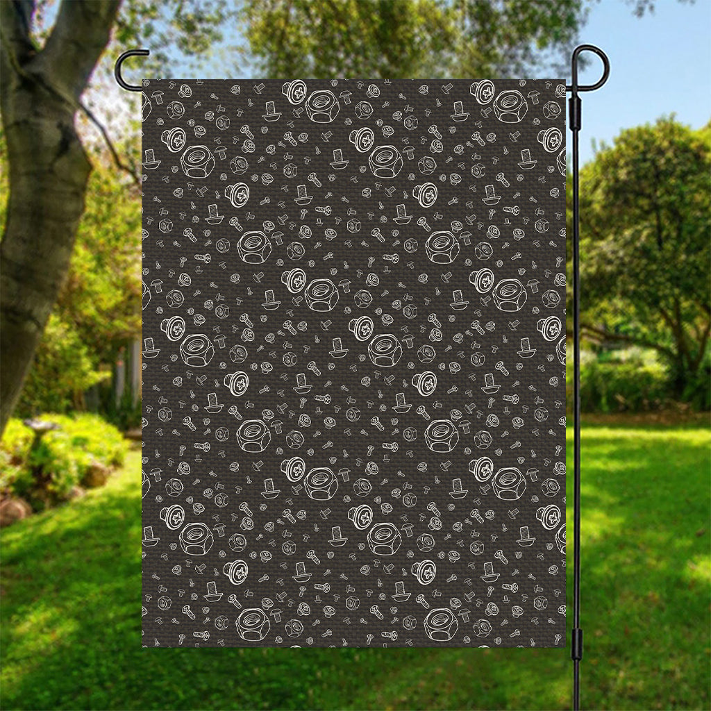 Mechanic Nuts and Bolts Pattern Print Garden Flag