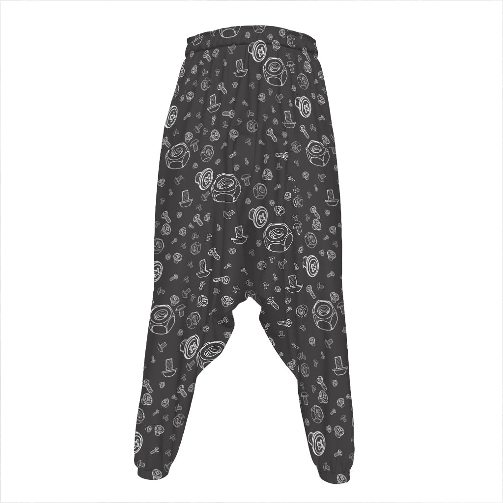 Mechanic Nuts and Bolts Pattern Print Hammer Pants