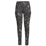 Mechanic Nuts and Bolts Pattern Print High-Waisted Pocket Leggings