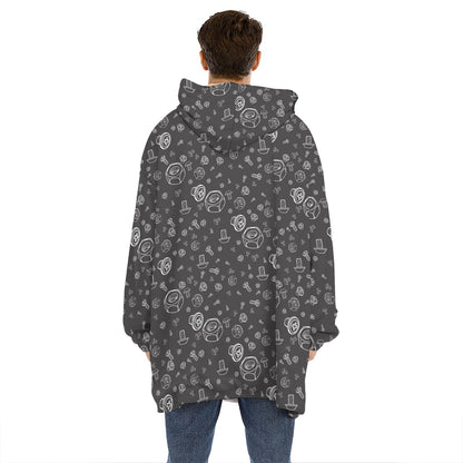 Mechanic Nuts and Bolts Pattern Print Hoodie Blanket