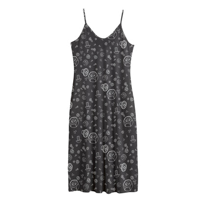 Mechanic Nuts and Bolts Pattern Print Jersey Midi Cami Dress
