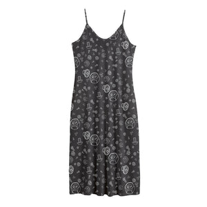 Mechanic Nuts and Bolts Pattern Print Jersey Midi Cami Dress