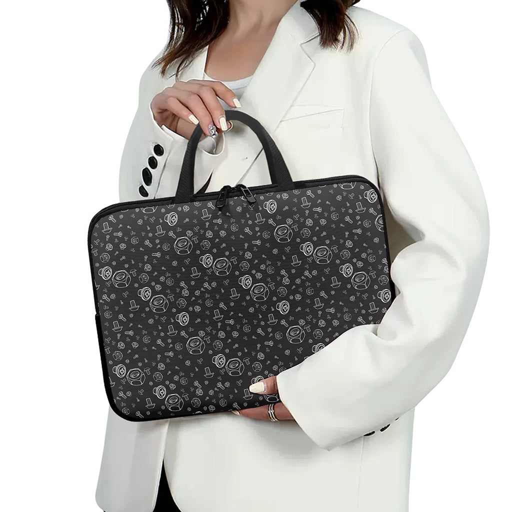 Mechanic Nuts and Bolts Pattern Print Laptop Sleeve With Handle
