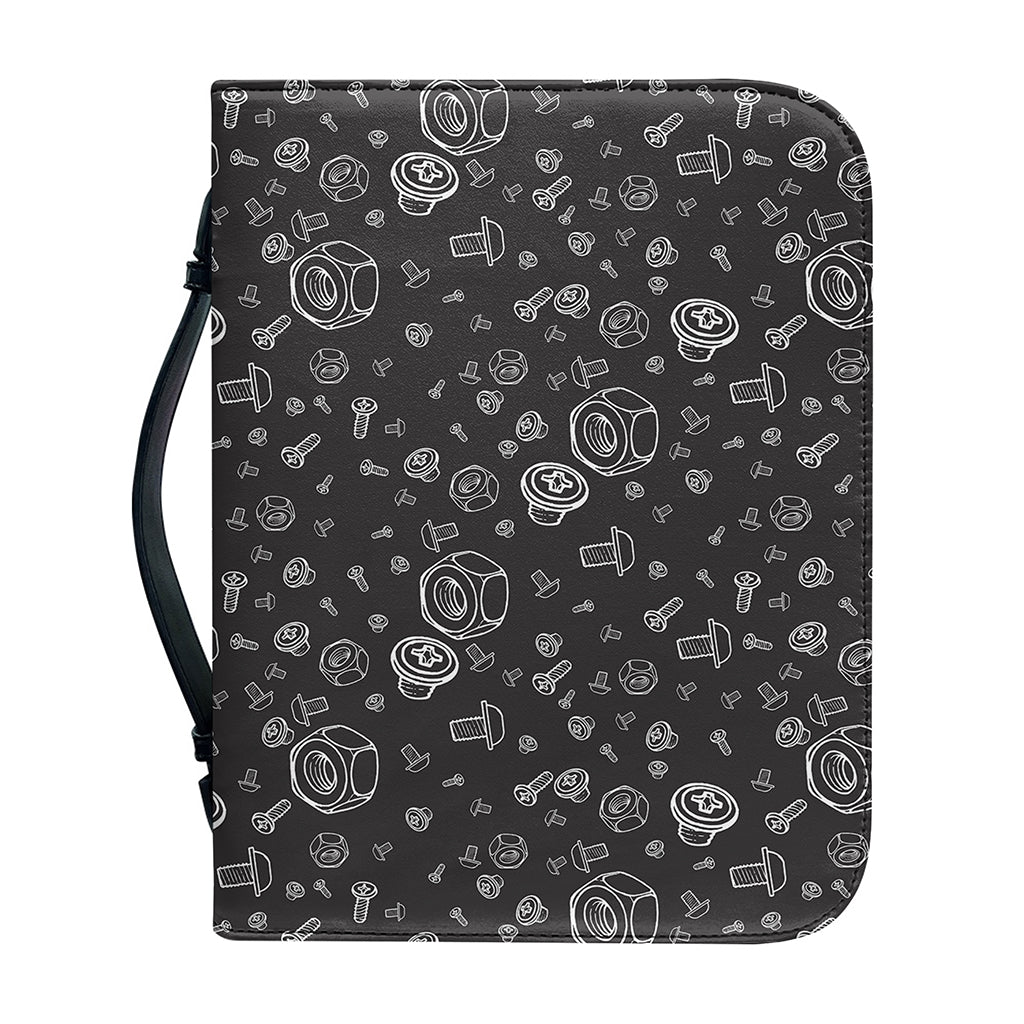 Mechanic Nuts and Bolts Pattern Print Leather Bible Cover