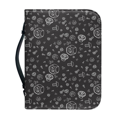 Mechanic Nuts and Bolts Pattern Print Leather Bible Cover