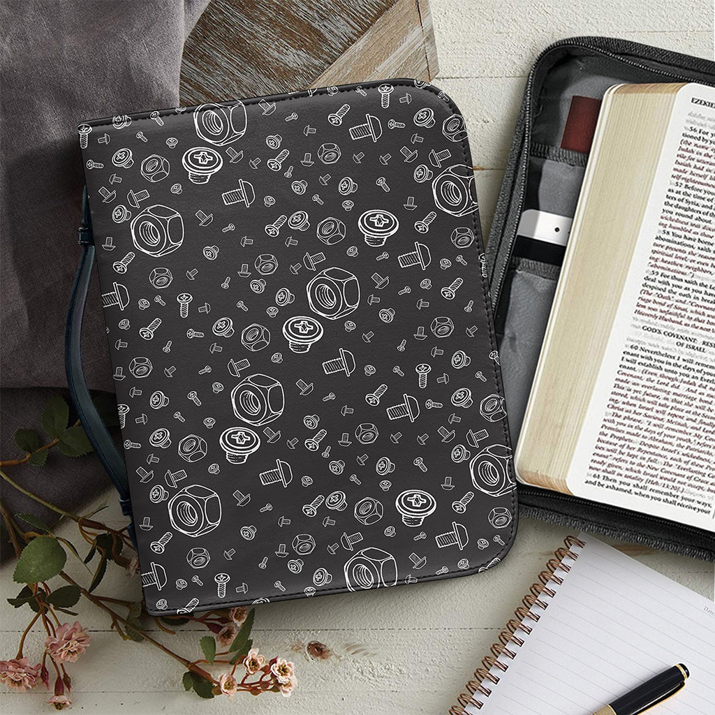 Mechanic Nuts and Bolts Pattern Print Leather Bible Cover
