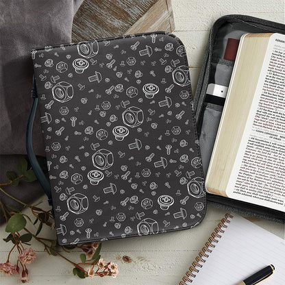 Mechanic Nuts and Bolts Pattern Print Leather Bible Cover