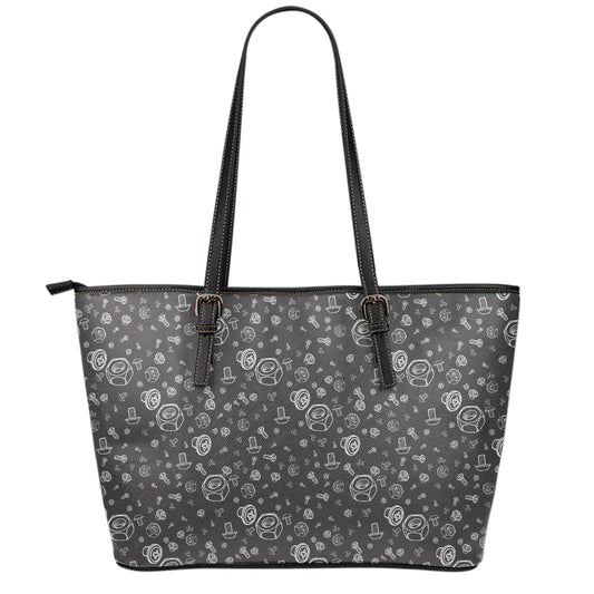 Mechanic Nuts and Bolts Pattern Print Leather Tote Bag
