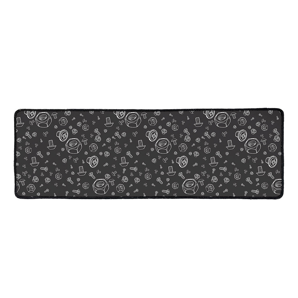 Mechanic Nuts and Bolts Pattern Print Long Kitchen Mat