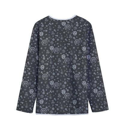 Mechanic Nuts and Bolts Pattern Print Long Sleeve Short Coat