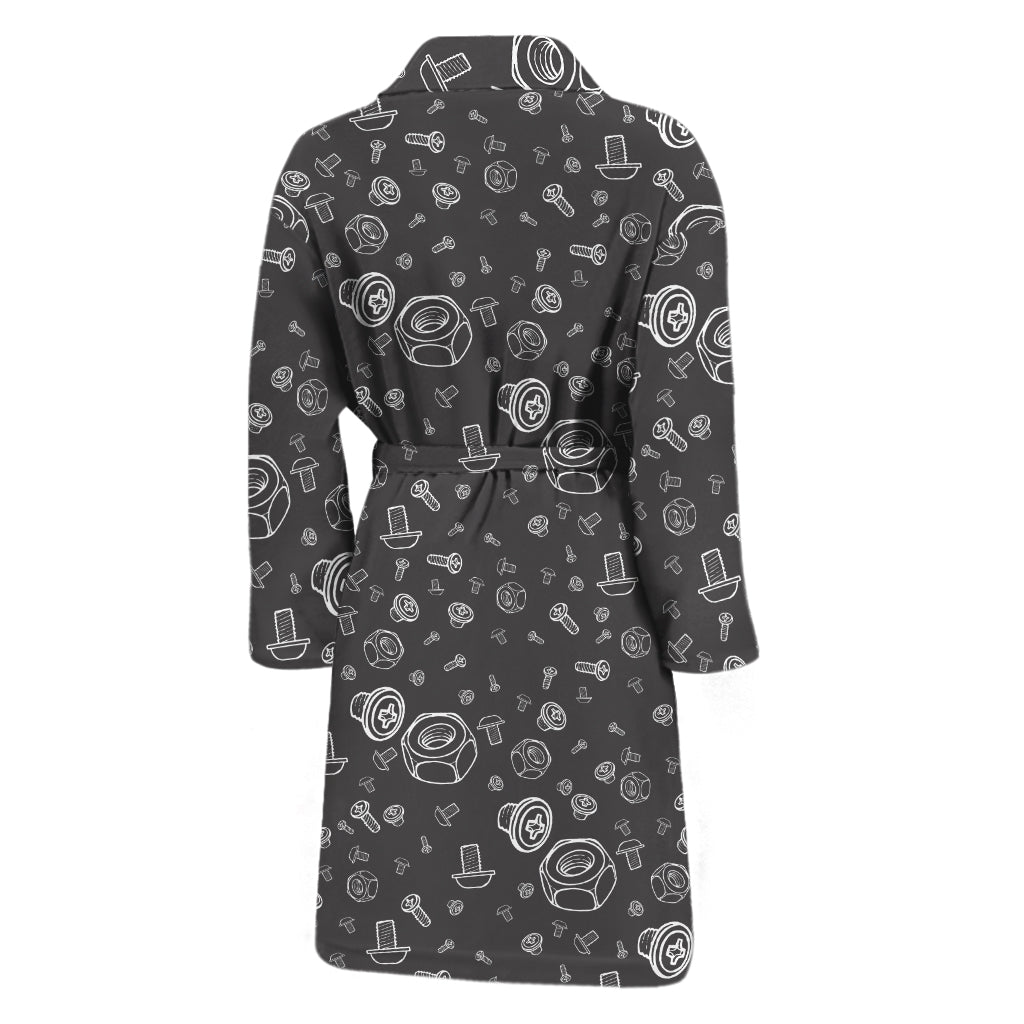 Mechanic Nuts and Bolts Pattern Print Men's Bathrobe