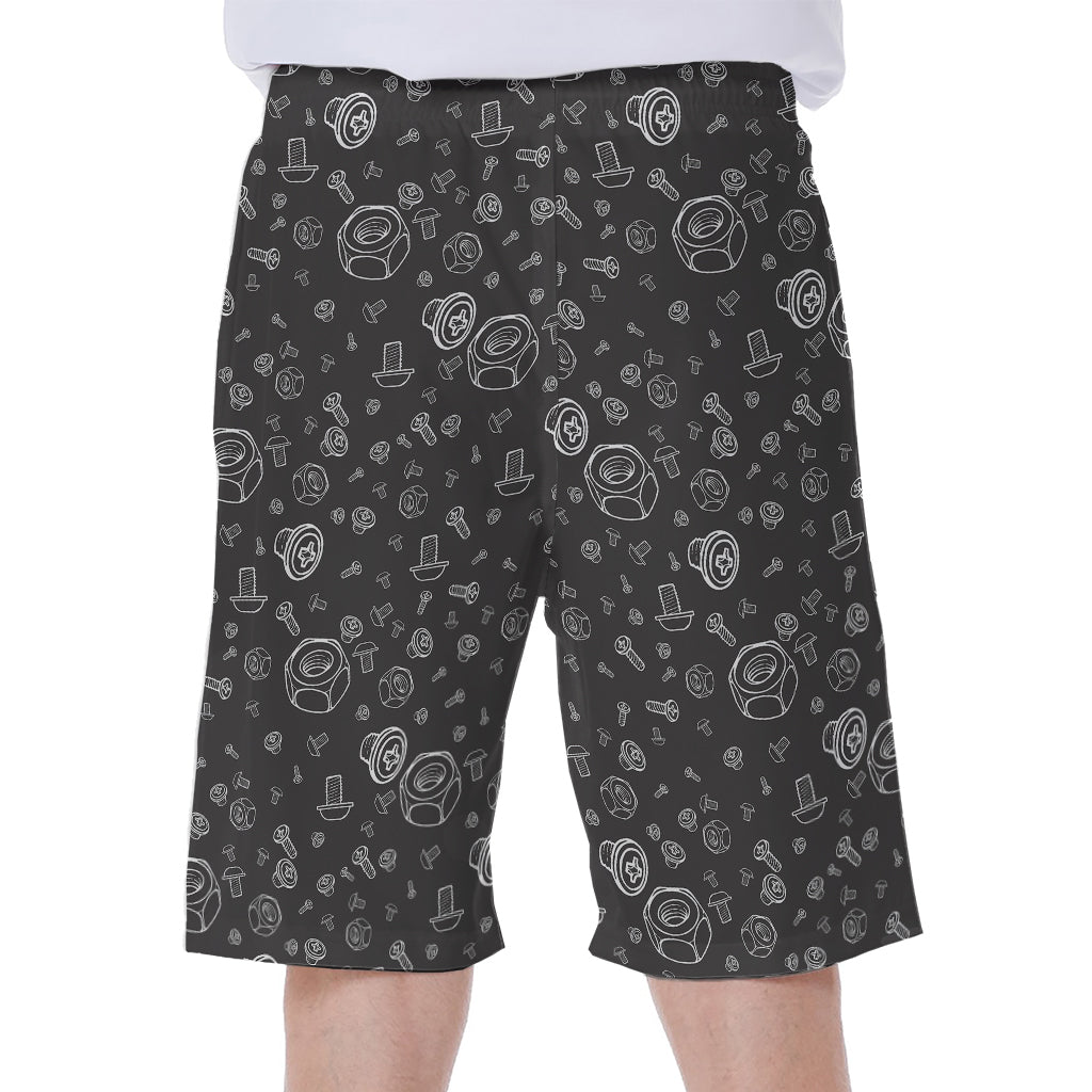 Mechanic Nuts and Bolts Pattern Print Men's Beach Shorts