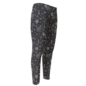 Mechanic Nuts and Bolts Pattern Print Men's Compression Pants