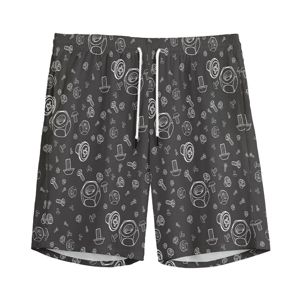 Mechanic Nuts and Bolts Pattern Print Men's Sports Shorts