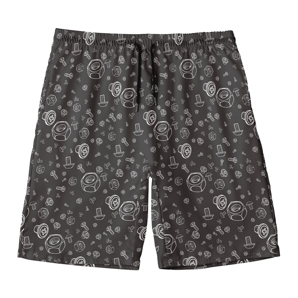 Mechanic Nuts and Bolts Pattern Print Men's Swim Trunks