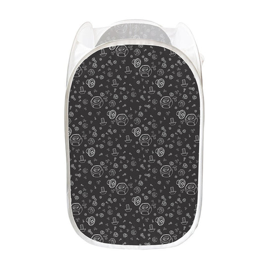 Mechanic Nuts and Bolts Pattern Print Mesh Laundry Hamper