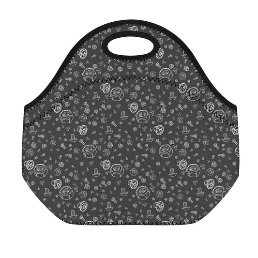 Mechanic Nuts and Bolts Pattern Print Neoprene Lunch Bag