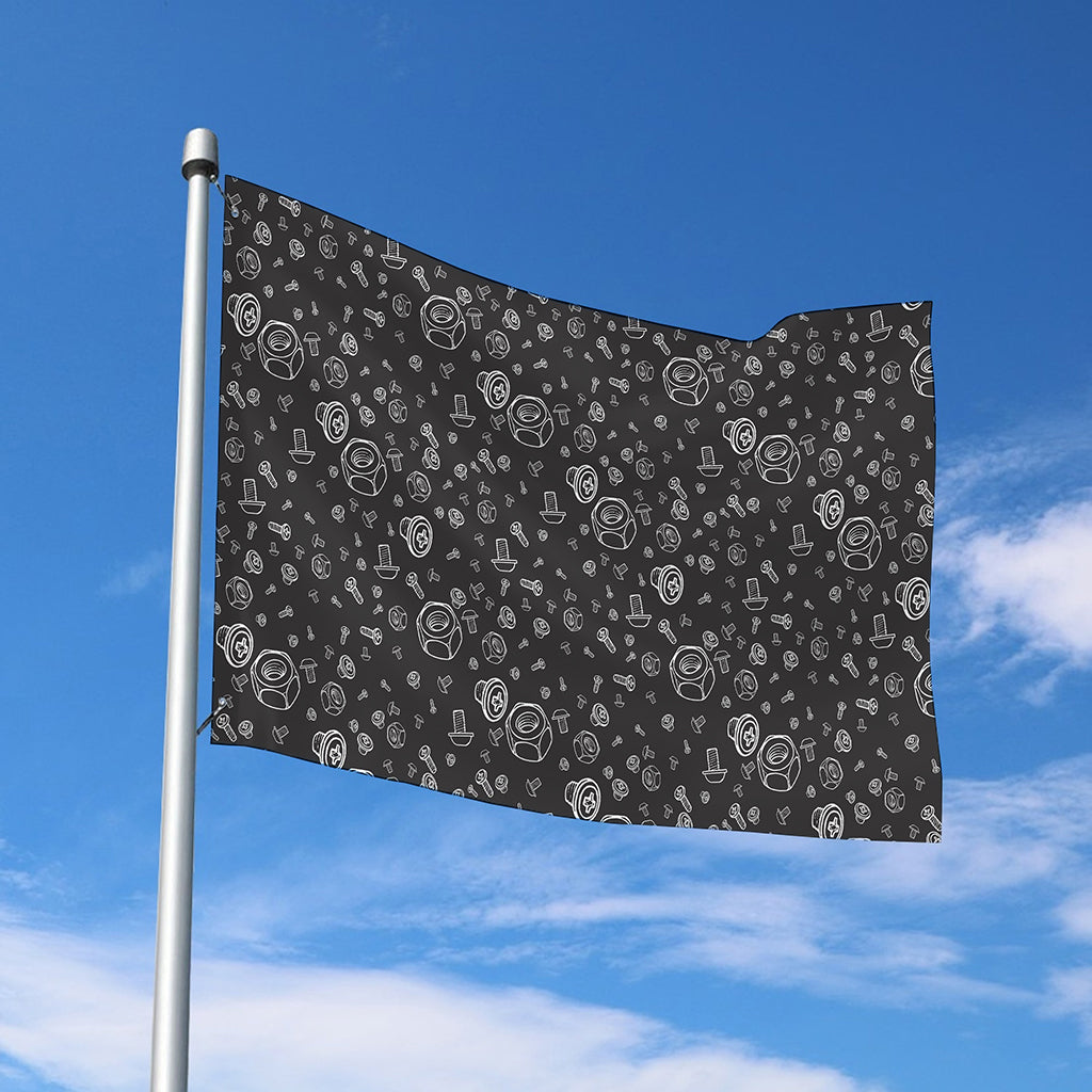 Mechanic Nuts and Bolts Pattern Print Polyester Flag