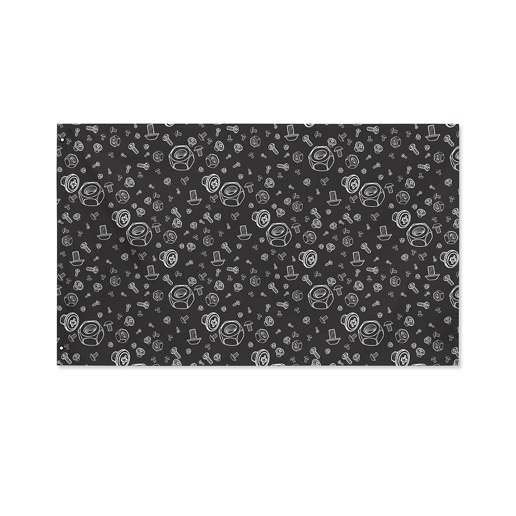 Mechanic Nuts and Bolts Pattern Print Polyester Flag