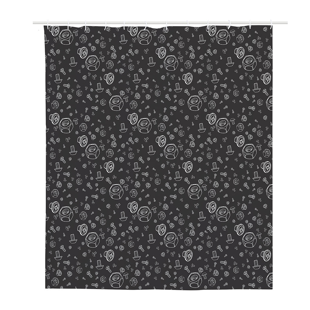 Mechanic Nuts and Bolts Pattern Print Polyester Shower Curtain