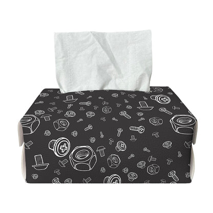 Mechanic Nuts and Bolts Pattern Print Rectangle Tissue Box Cover