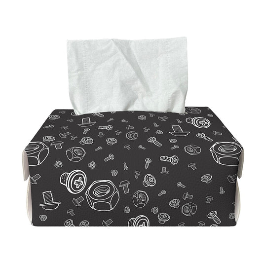 Mechanic Nuts and Bolts Pattern Print Rectangle Tissue Box Cover