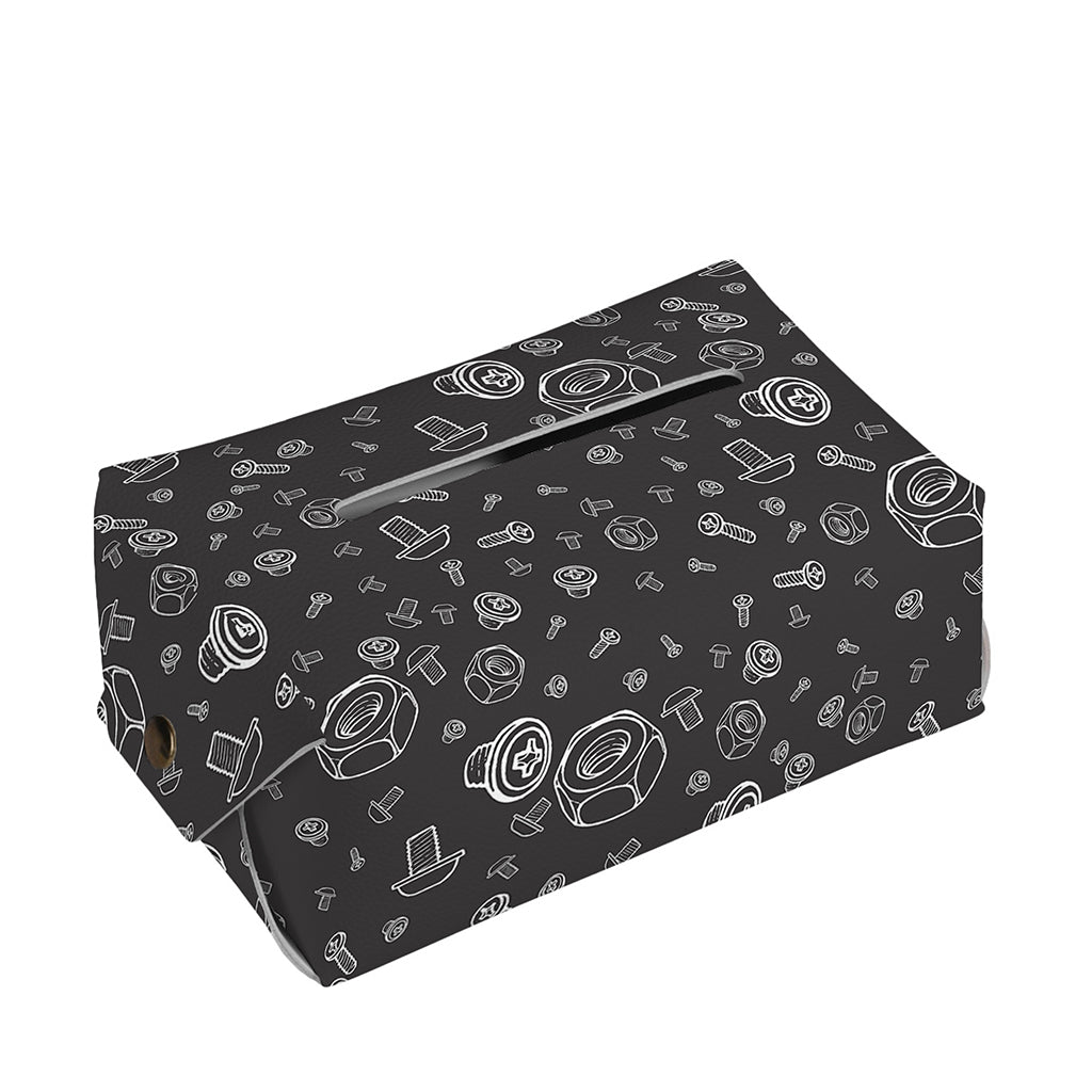 Mechanic Nuts and Bolts Pattern Print Rectangle Tissue Box Cover