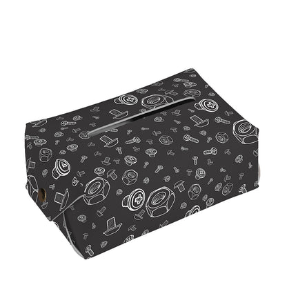 Mechanic Nuts and Bolts Pattern Print Rectangle Tissue Box Cover