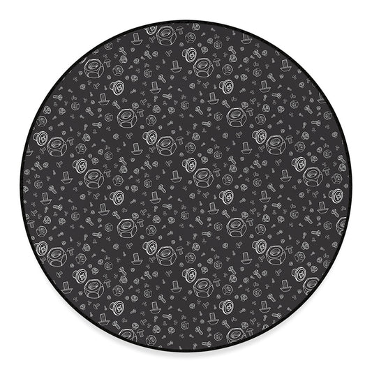 Mechanic Nuts and Bolts Pattern Print Round Floor Mat