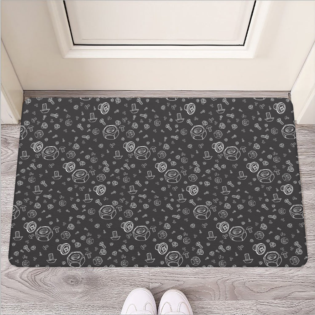 Mechanic Nuts and Bolts Pattern Print Rubber Doormat