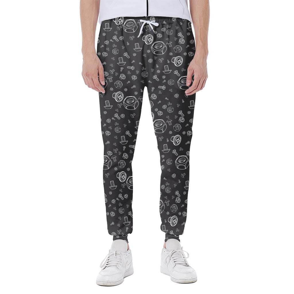 Mechanic Nuts and Bolts Pattern Print Scuba Joggers