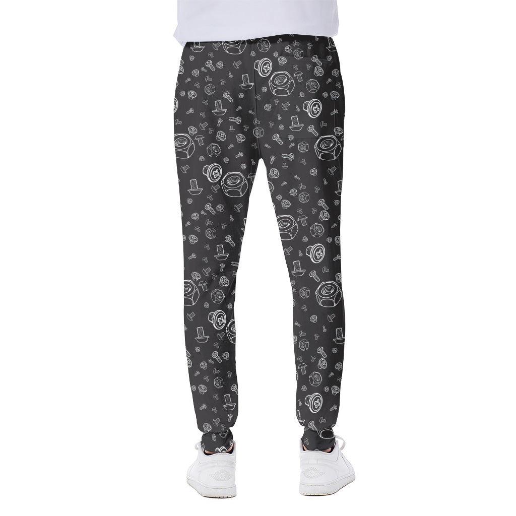 Mechanic Nuts and Bolts Pattern Print Scuba Joggers