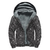 Mechanic Nuts and Bolts Pattern Print Sherpa Lined Zip Up Hoodie