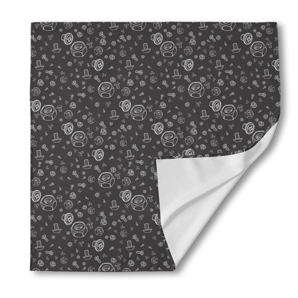 Mechanic Nuts and Bolts Pattern Print Silk Bandana