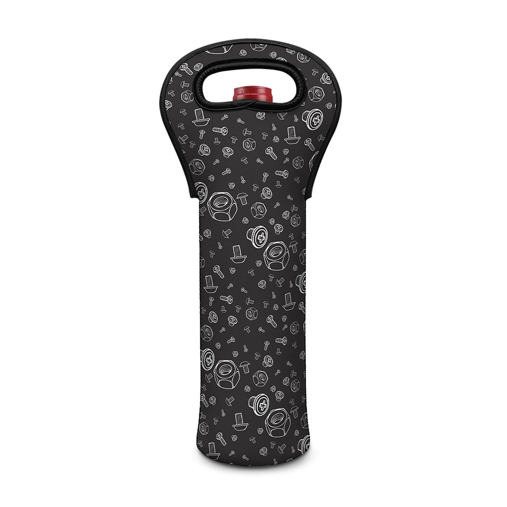 Mechanic Nuts and Bolts Pattern Print Single Neoprene Wine Tote