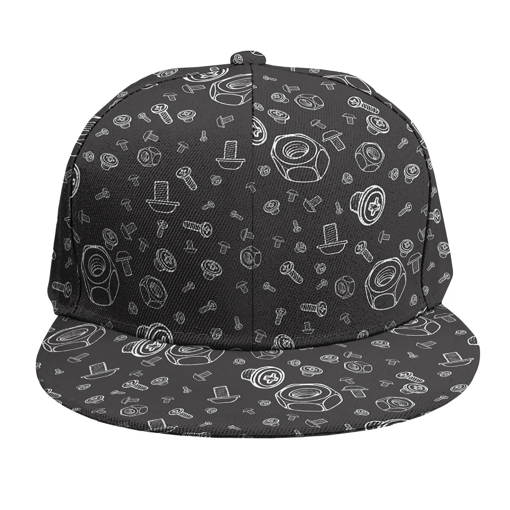 Mechanic Nuts and Bolts Pattern Print Snapback Cap