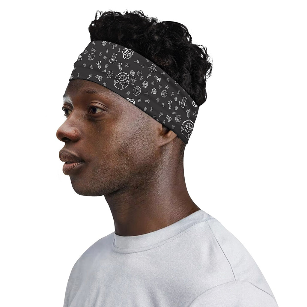 Mechanic Nuts and Bolts Pattern Print Sports Headband