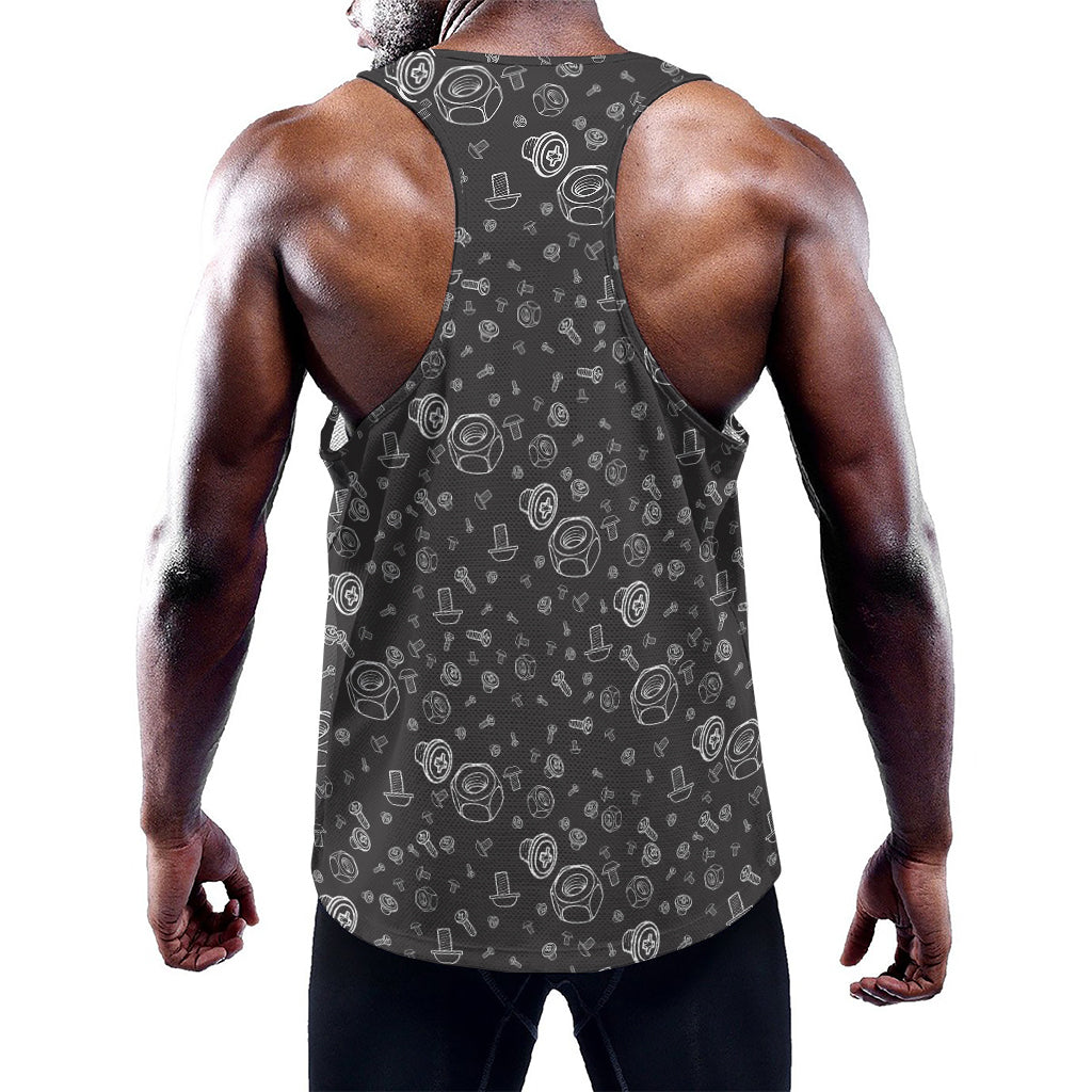 Mechanic Nuts and Bolts Pattern Print Training Tank Top