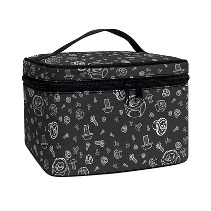 Mechanic Nuts and Bolts Pattern Print Travel Makeup Bag