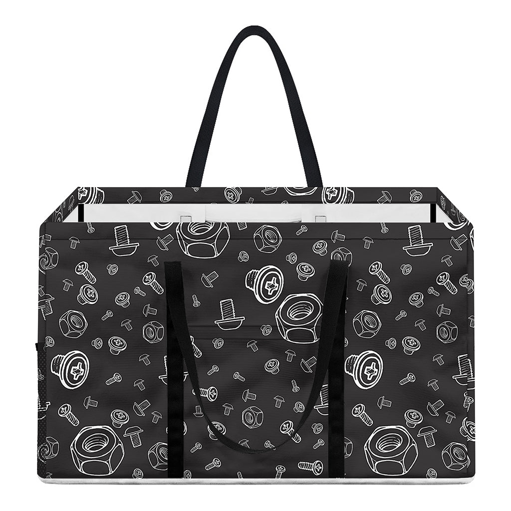 Mechanic Nuts and Bolts Pattern Print Utility Tote Bag